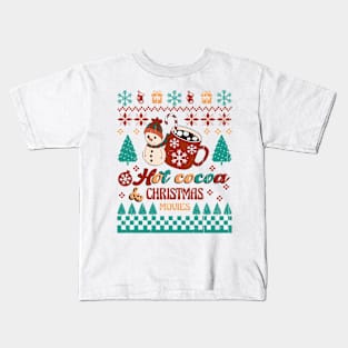 Hot Cocoa Christmas Movies, Retro Christmas Kids T-Shirt